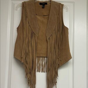 Tan Fringe Leather Vest